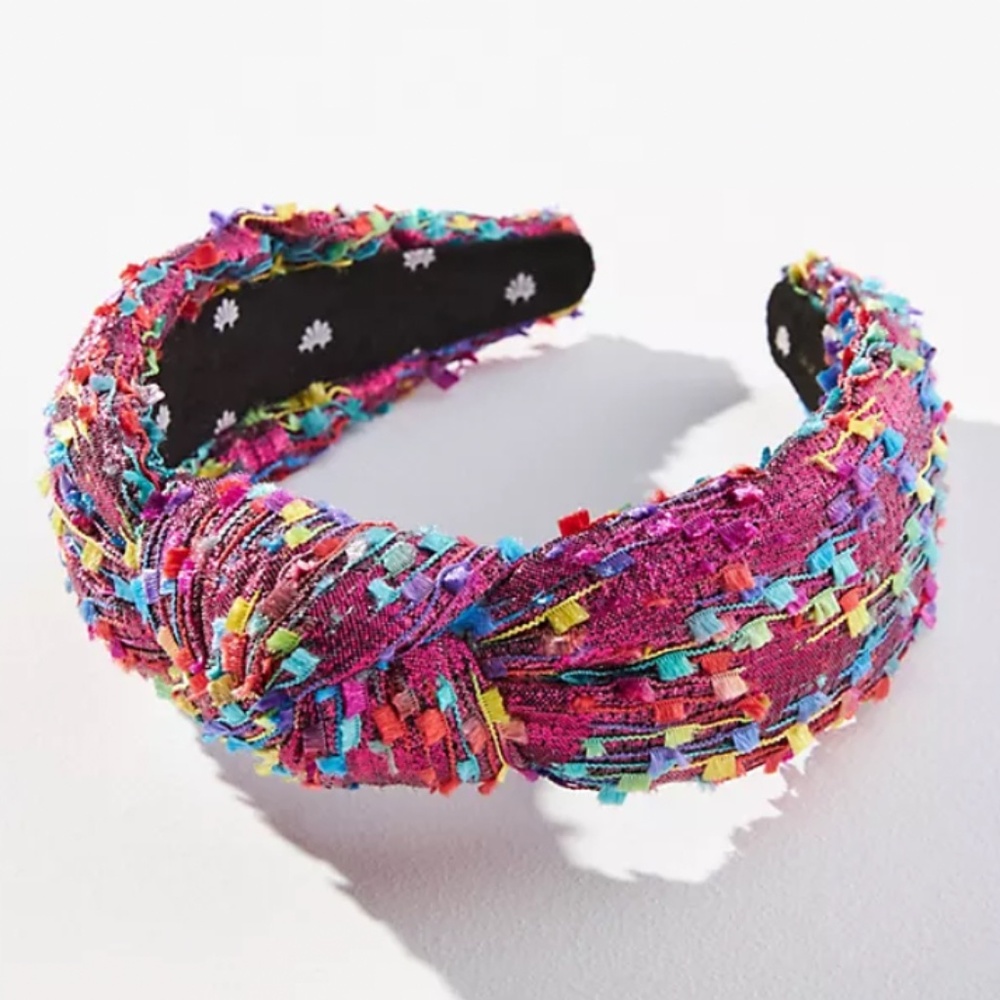 Lele Sadoughi Pink Shimmer Confetti Knotted Headband